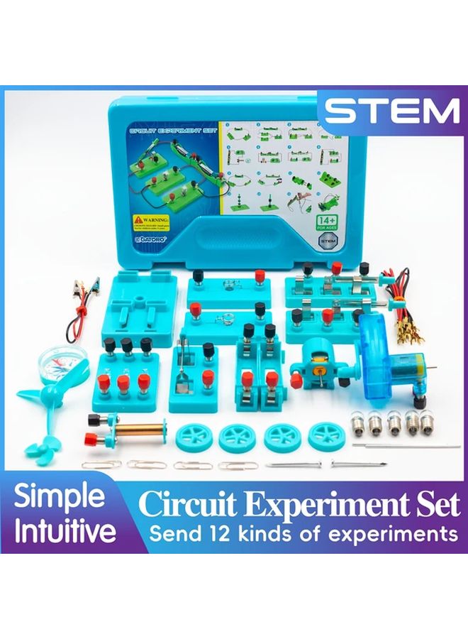 STEM Physics Experiment Kit with LED Board Motor Fan Compass Educational Science Lab Supplies Blue - Image 4